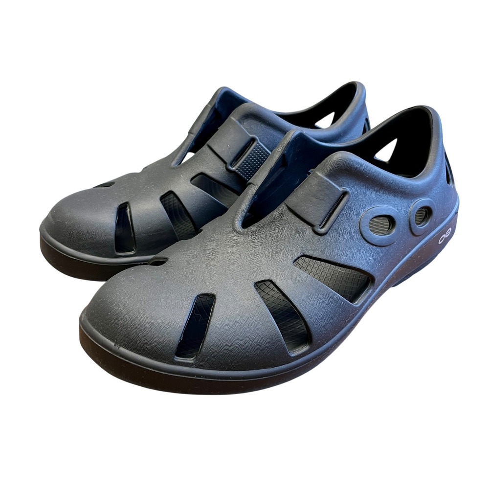 OOFOS OOCandoo‎ Mens Black Recovery Sandals Comfort Shoes Sz 10 AS IS w/ Flaws